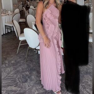 WORN ONCE. Elegant Pink Ruffled Maxi Dress (I wore to a wedding)